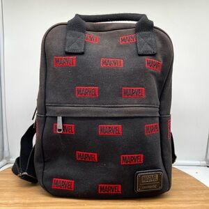 Loungefly Disney Marvel‎ Red Embroidered Black Canvas Square Backpack Bag.